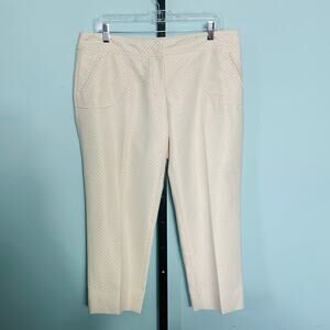 Anthropologie Cartonnier Ivory Basketweave Cropped Pants Size 10